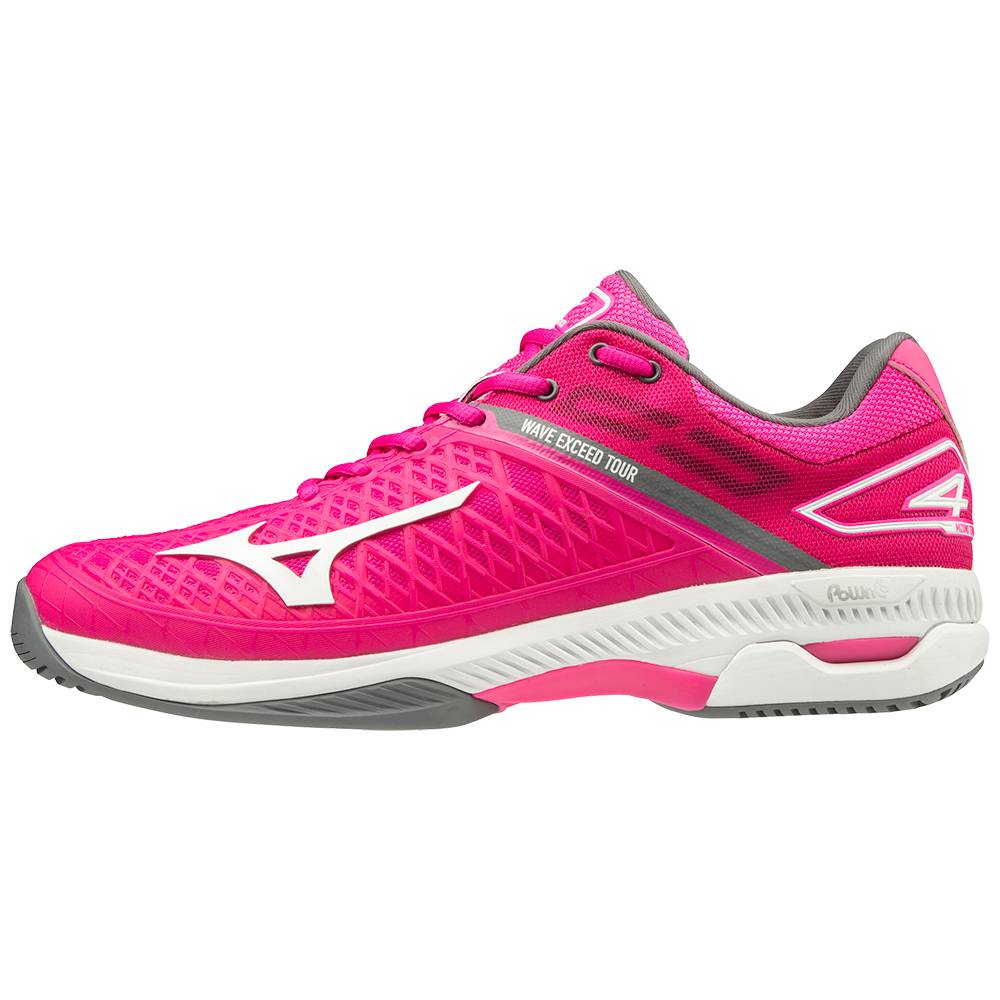 Zapatos De Tenis Mizuno Wave Exceed Tour 4 AC Para Mujer Rosas/Blancos 1037942-GR